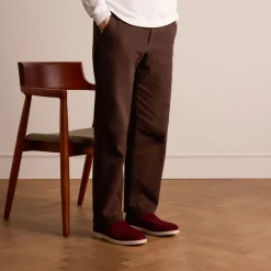 Manfield Burgundy suède loafers^Heren Loafers