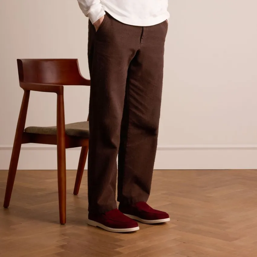 Manfield Burgundy suède loafers^Heren Loafers