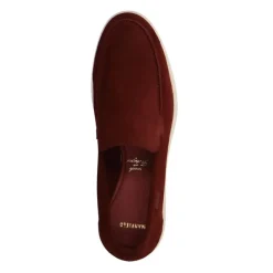 Manfield Burgundy suède loafers^Heren Loafers