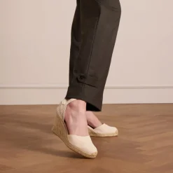 Manfield Canvas witte sleehakken^DAMES Espadrilles|Sandalen