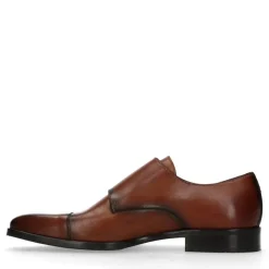 Manfield Cognac gespschoenen van leer^Heren Gespschoenen