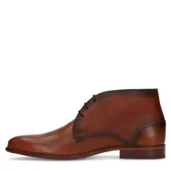 Manfield Cognac hoge veterboots^Heren Boots