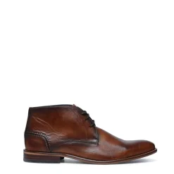 Manfield Cognac hoge veterboots^Heren Boots