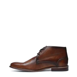 Manfield Cognac hoge veterboots^Heren Boots