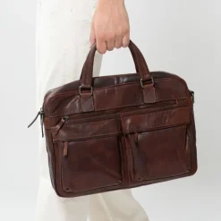 Manfield Cognac laptoptas 16 inch^ Laptoptassen