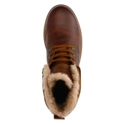 Manfield Cognac leren boots met imitatiebond^Heren Boots