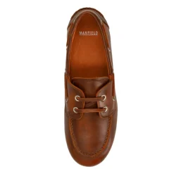 Manfield Cognac leren bootschoenen^DAMES Loafers