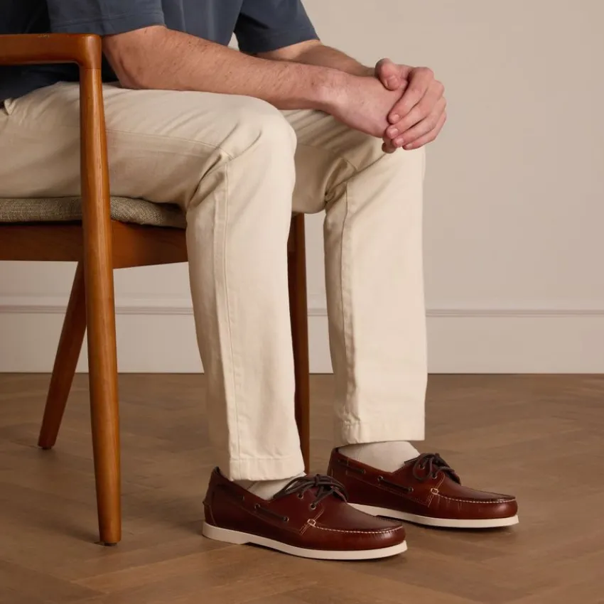 Manfield Cognac leren bootschoenen^Heren Veterschoenen|Loafers