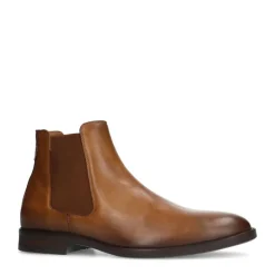 Manfield Cognac leren chelsea boots^Heren Boots
