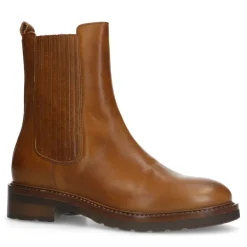 Manfield Cognac leren chelsea boots^DAMES Enkellaarsjes