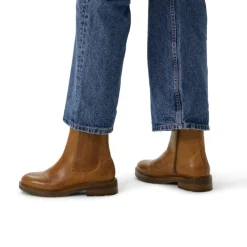 Manfield Cognac leren chelsea boots^DAMES Enkellaarsjes