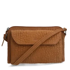 Manfield Cognac leren croco clutch^ Clutches