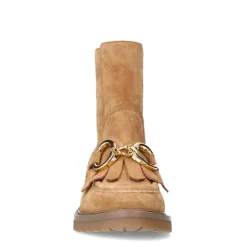 Manfield Cognac leren enkellaarsjes^DAMES Enkellaarsjes