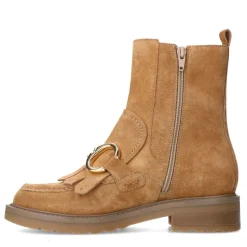 Manfield Cognac leren enkellaarsjes^DAMES Enkellaarsjes