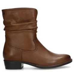 No Stress Cognac leren enkellaarsjes^DAMES Enkellaarsjes