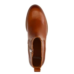 Manfield Cognac leren enkellaarsjes^DAMES Enkellaarsjes