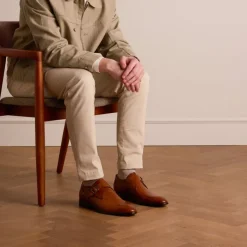 Manfield Cognac leren gespschoenen^Heren Gespschoenen