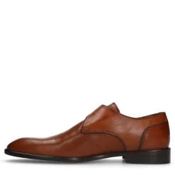 Manfield Cognac leren gespschoenen^Heren Gespschoenen