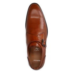 Manfield Cognac leren gespschoenen^Heren Gespschoenen