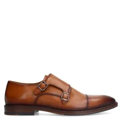 Manfield Cognac leren gespschoenen^Heren Gespschoenen