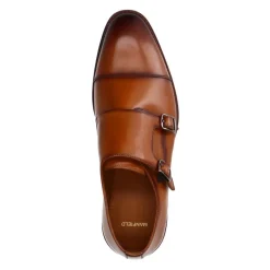 Manfield Cognac leren gespschoenen^Heren Gespschoenen