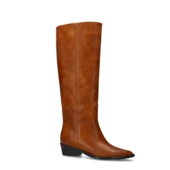 Manfield Cognac leren hoge laarzen^DAMES Laarzen