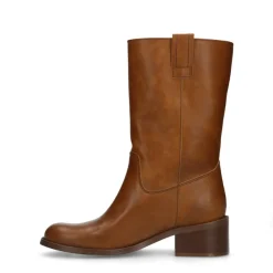 Manfield Cognac leren laarsjes^DAMES Laarzen