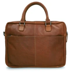 Manfield Cognac leren laptoptas^ Laptoptassen