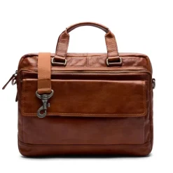 Manfield Cognac leren laptoptas 16 inch^ Laptoptassen