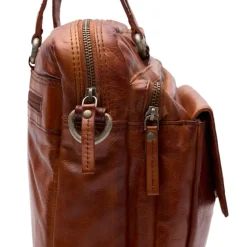 Manfield Cognac leren laptoptas 16 inch^ Laptoptassen