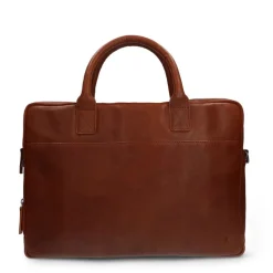 Manfield Cognac leren laptoptas 17 inch^ Laptoptassen