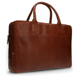 Manfield Cognac leren laptoptas 17 inch^ Laptoptassen