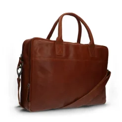 Manfield Cognac leren laptoptas 17 inch^ Laptoptassen