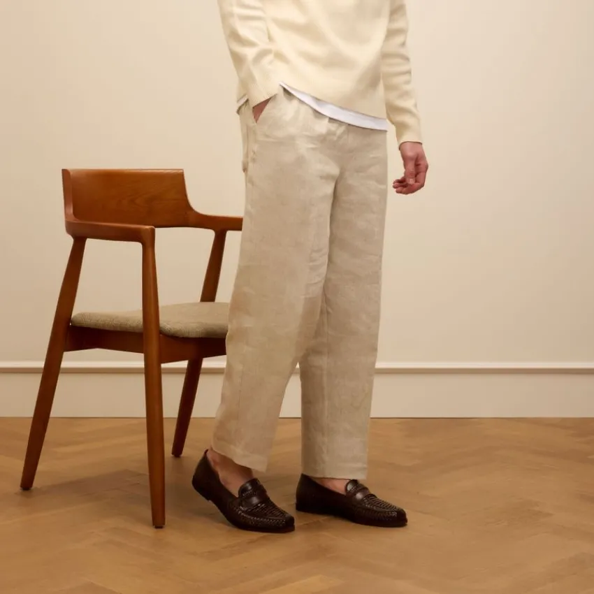 Manfield Cognac leren loafers^Heren Loafers