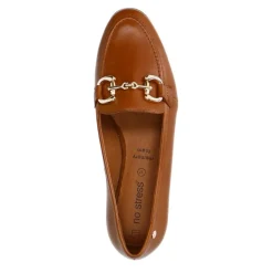 No Stress Cognac leren loafers met gouden chain^DAMES Loafers