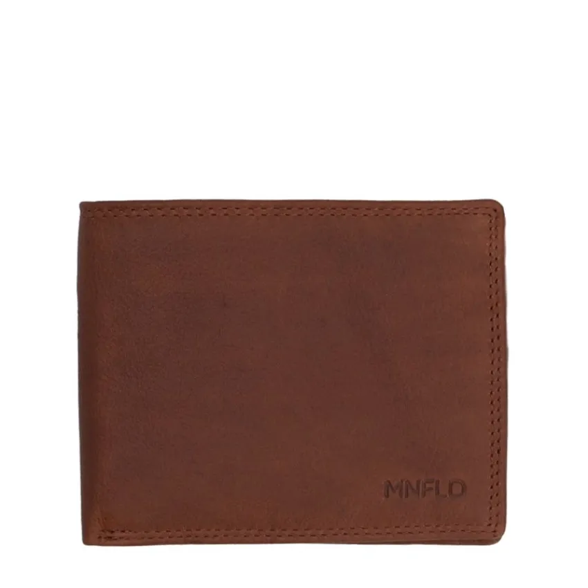 Manfield Cognac leren portemonnee^ Portemonnees