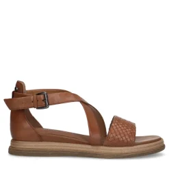 No Stress Cognac leren sandalen^DAMES Sandalen