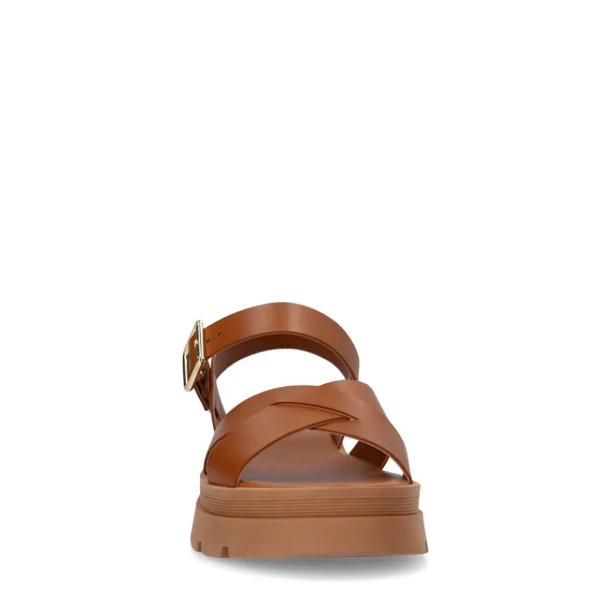 Manfield Cognac leren sandalen^DAMES Sandalen