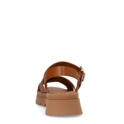 Manfield Cognac leren sandalen^DAMES Sandalen