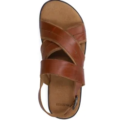 No Stress Cognac leren sandalen^Heren Slippers & Sandalen