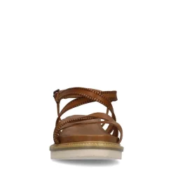 No Stress Cognac leren sandalen met bandjes^DAMES Sandalen