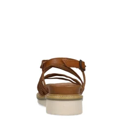 No Stress Cognac leren sandalen met bandjes^DAMES Sandalen