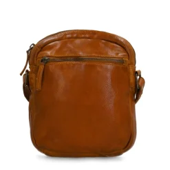 Manfield Cognac leren schoudertas^ Schoudertassen