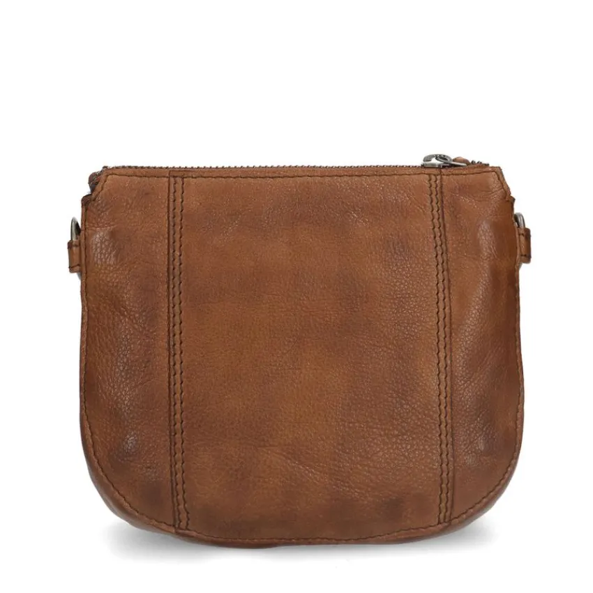 Manfield Cognac leren schoudertas^ Schoudertassen