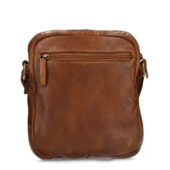 Manfield Cognac leren schoudertas^ Schoudertassen