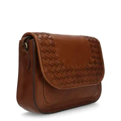 Manfield Cognac leren schoudertas^ Schoudertassen