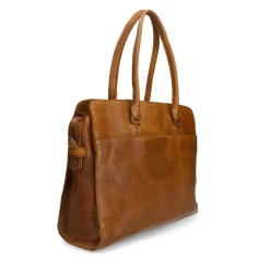 Manfield Cognac leren shopper^ Shoppers