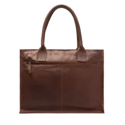 Manfield Cognac leren shopper^ Shoppers