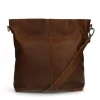 Manfield Cognac leren shopper met hengsel^ Shoppers