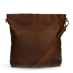 Manfield Cognac leren shopper met hengsel^ Shoppers